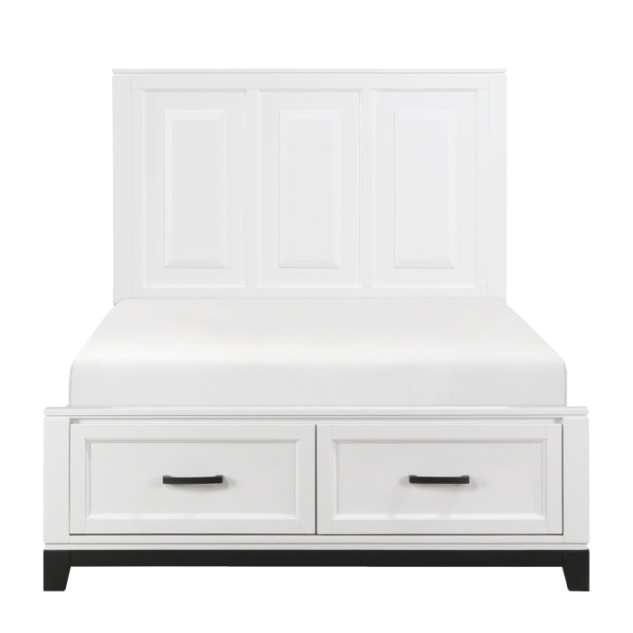 Homelagance 1450WHF-1* Garretson White Full Platform Bed with Footboard Storage
