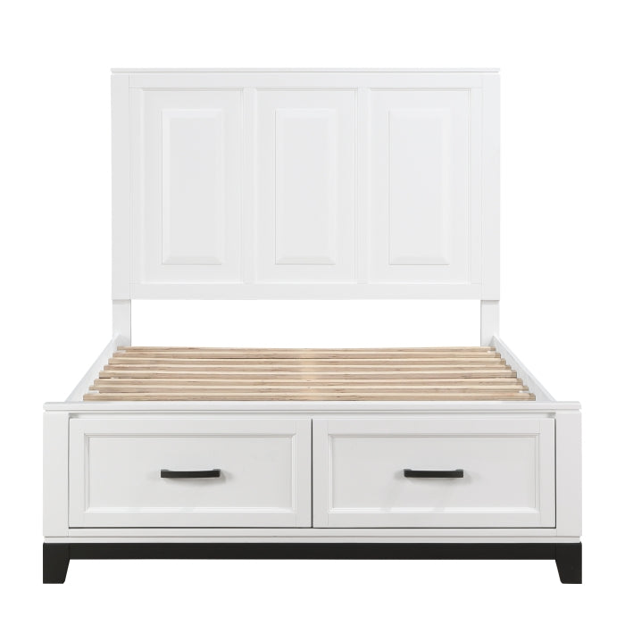 Homelagance 1450WHF-1* Garretson White Full Platform Bed with Footboard Storage