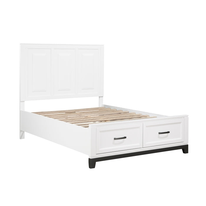 Homelagance 1450WHF-1* Garretson White Full Platform Bed with Footboard Storage