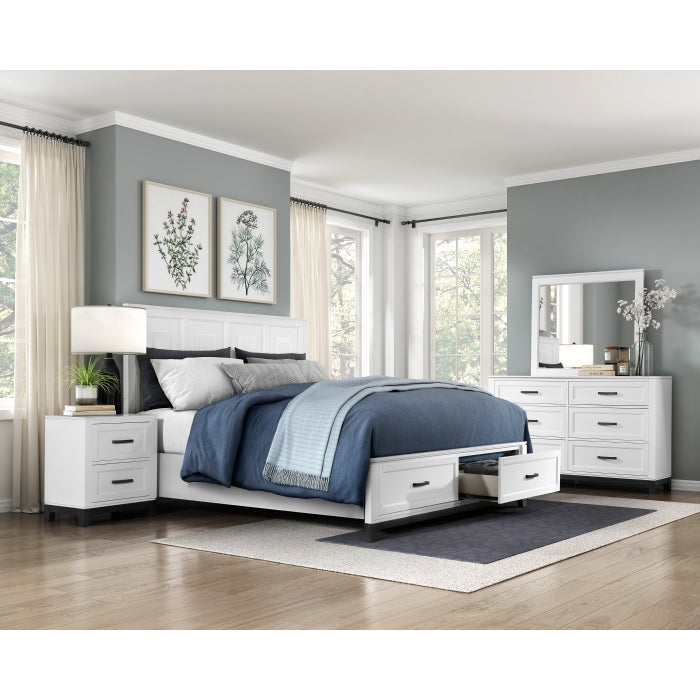 Homelegance 1450WHK-1EK* Garretson White King Platform Bed with Footboard Storage