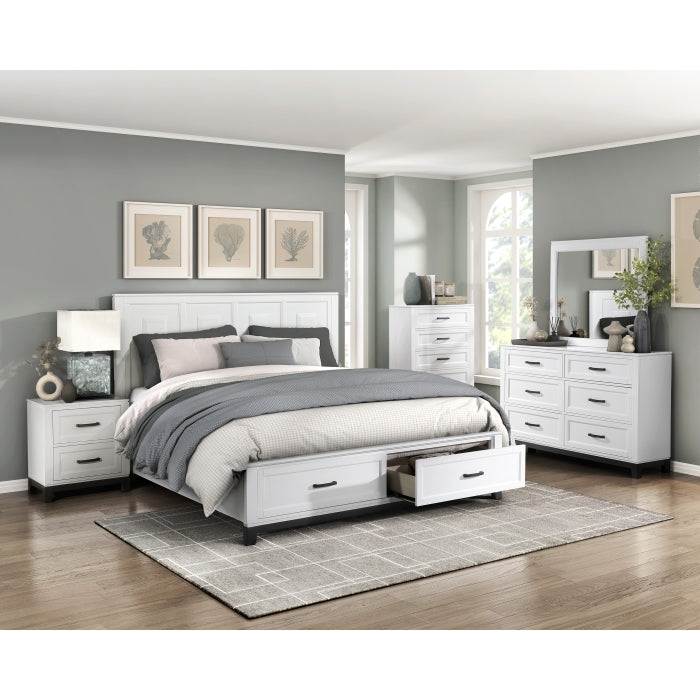 Homelegance 1450WHK-1EK* Garretson White King Platform Bed with Footboard Storage