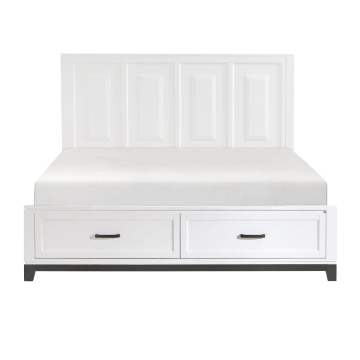 Homelegance 1450WHK-1EK* Garretson White King Platform Bed with Footboard Storage