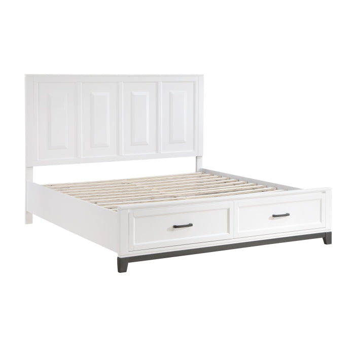 Homelegance 1450WHK-1EK* Garretson White King Platform Bed with Footboard Storage