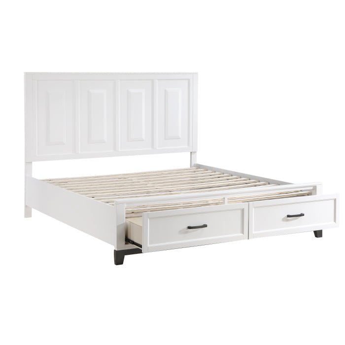 Homelegance 1450WHK-1EK* Garretson White King Platform Bed with Footboard Storage