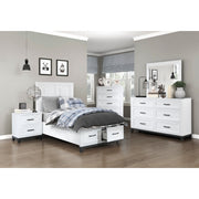 Homelegance 1450WHT-1* Garretson White Twin Platform Bed with Footboard Storage