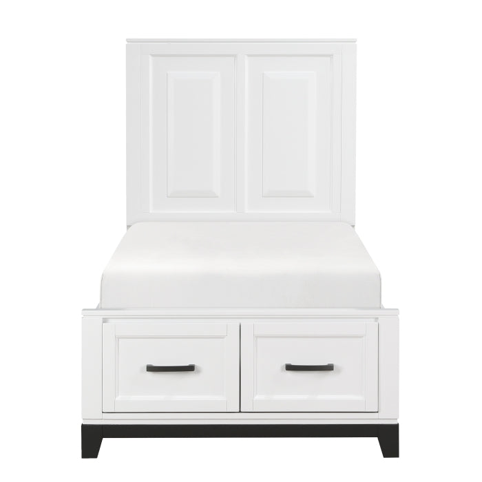 Homelegance 1450WHT-1* Garretson White Twin Platform Bed with Footboard Storage