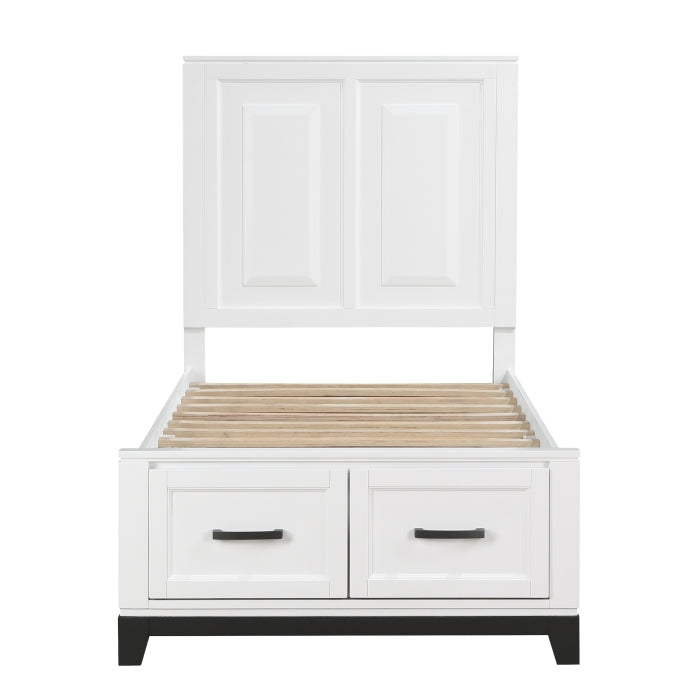 Homelegance 1450WHT-1* Garretson White Twin Platform Bed with Footboard Storage
