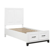 Homelegance 1450WHT-1* Garretson White Twin Platform Bed with Footboard Storage