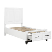 Homelegance 1450WHT-1* Garretson White Twin Platform Bed with Footboard Storage