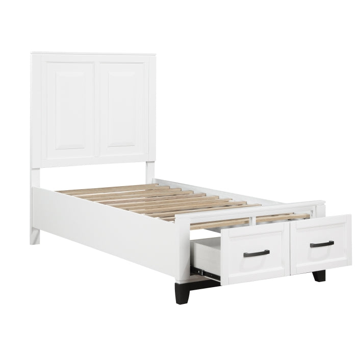 Homelegance 1450WHT-1* Garretson White Twin Platform Bed with Footboard Storage