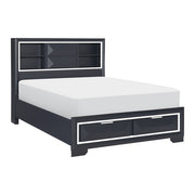 Homelegance 1553K-1EK Rosemont Midnight Blue King Platform Bed w/ Storage