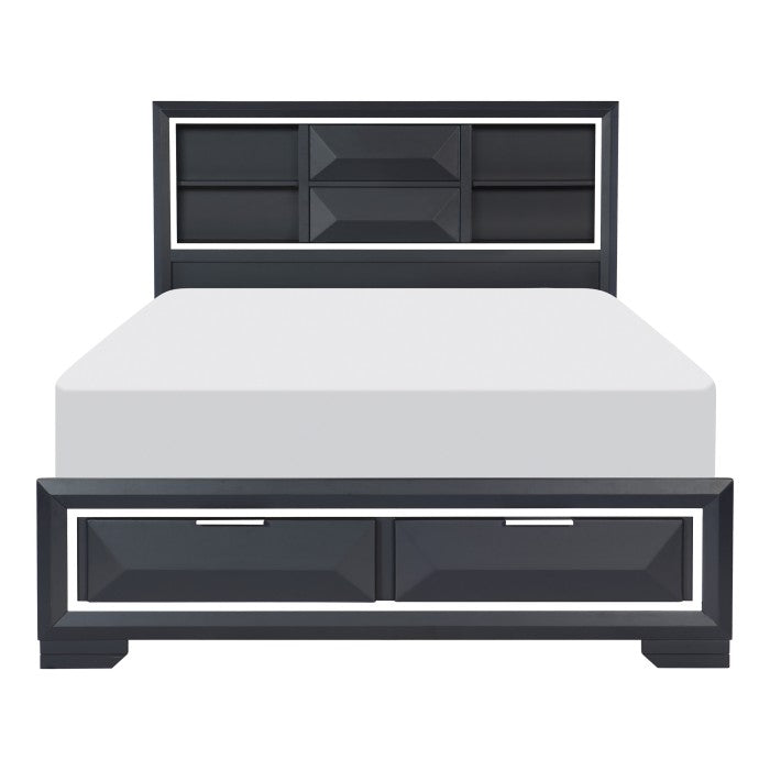 Homelegance 1553K-1EK Rosemont Midnight Blue King Platform Bed w/ Storage