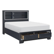 Homelegance 1553K-1EK Rosemont Midnight Blue King Platform Bed w/ Storage