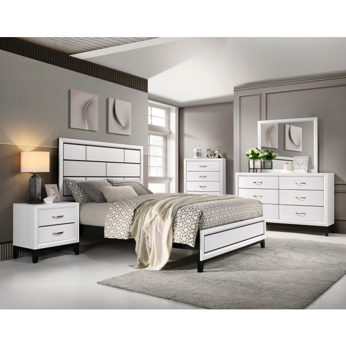 Homelegance 1645WH-5 / 6 Davi White 6 Drawer Dresser w/ Mirror