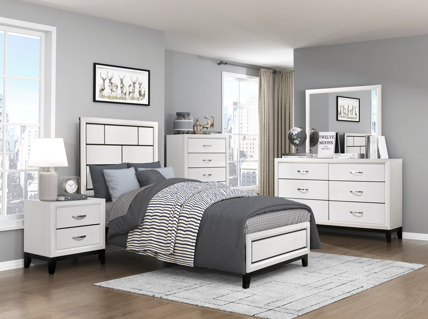 Homelegance 1645WH-5 Davi White 6 Drawer Dresser