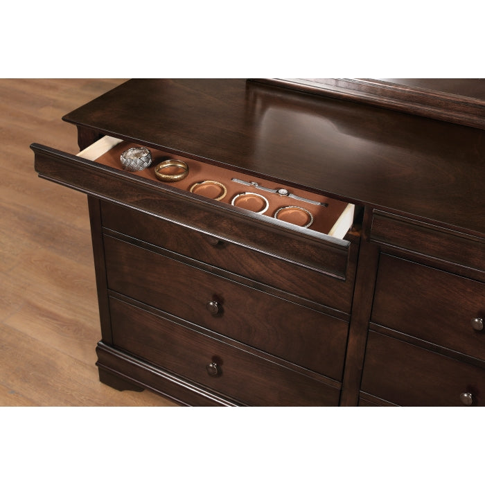 Homelegance 1856 Brown Cherry Abbeville Dresser With Mirror