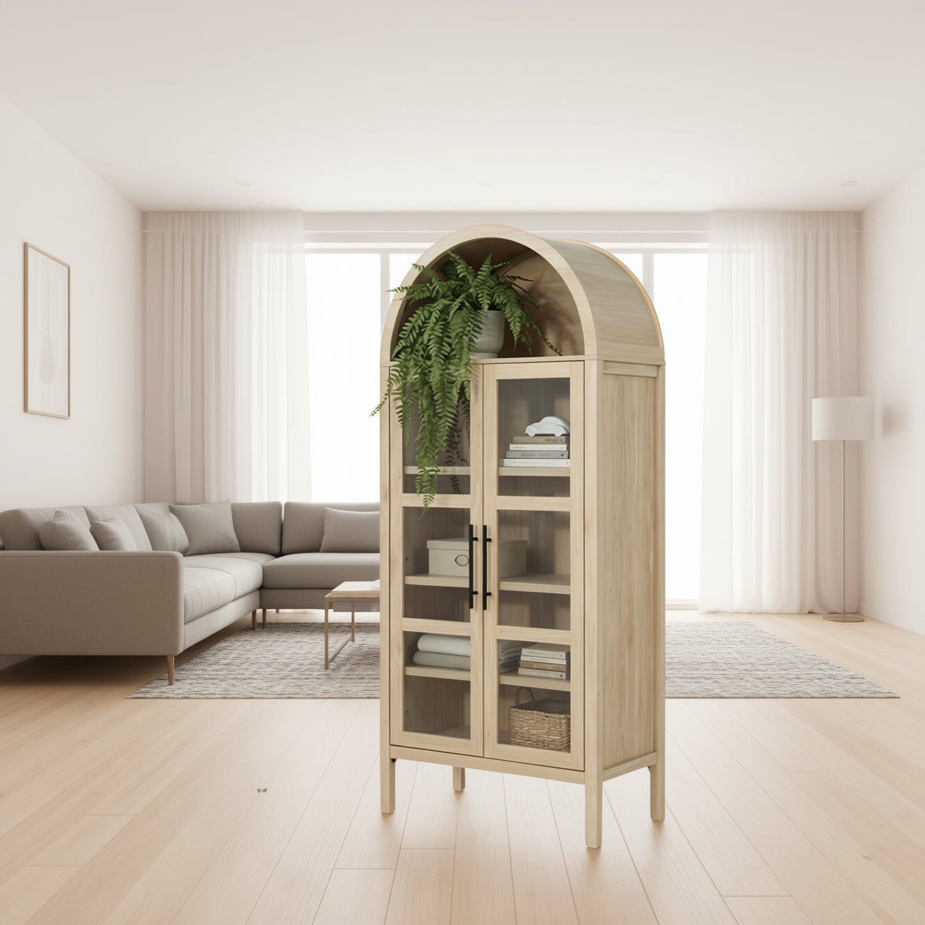 FOA SL-AC8001NT-3A Gateshead Natural Arched Cabinet