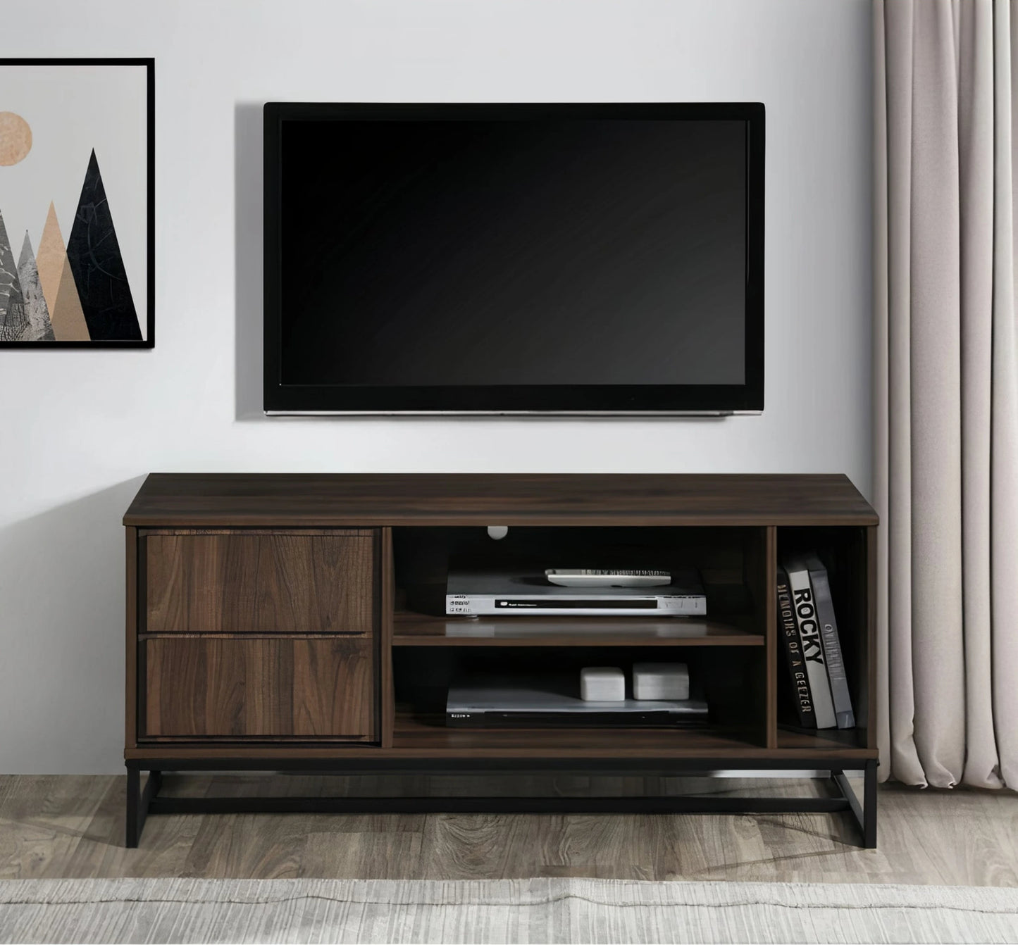 Milton 2001 47" Dark Walnut 1 Shelf & 1 Cabinet TV Stand