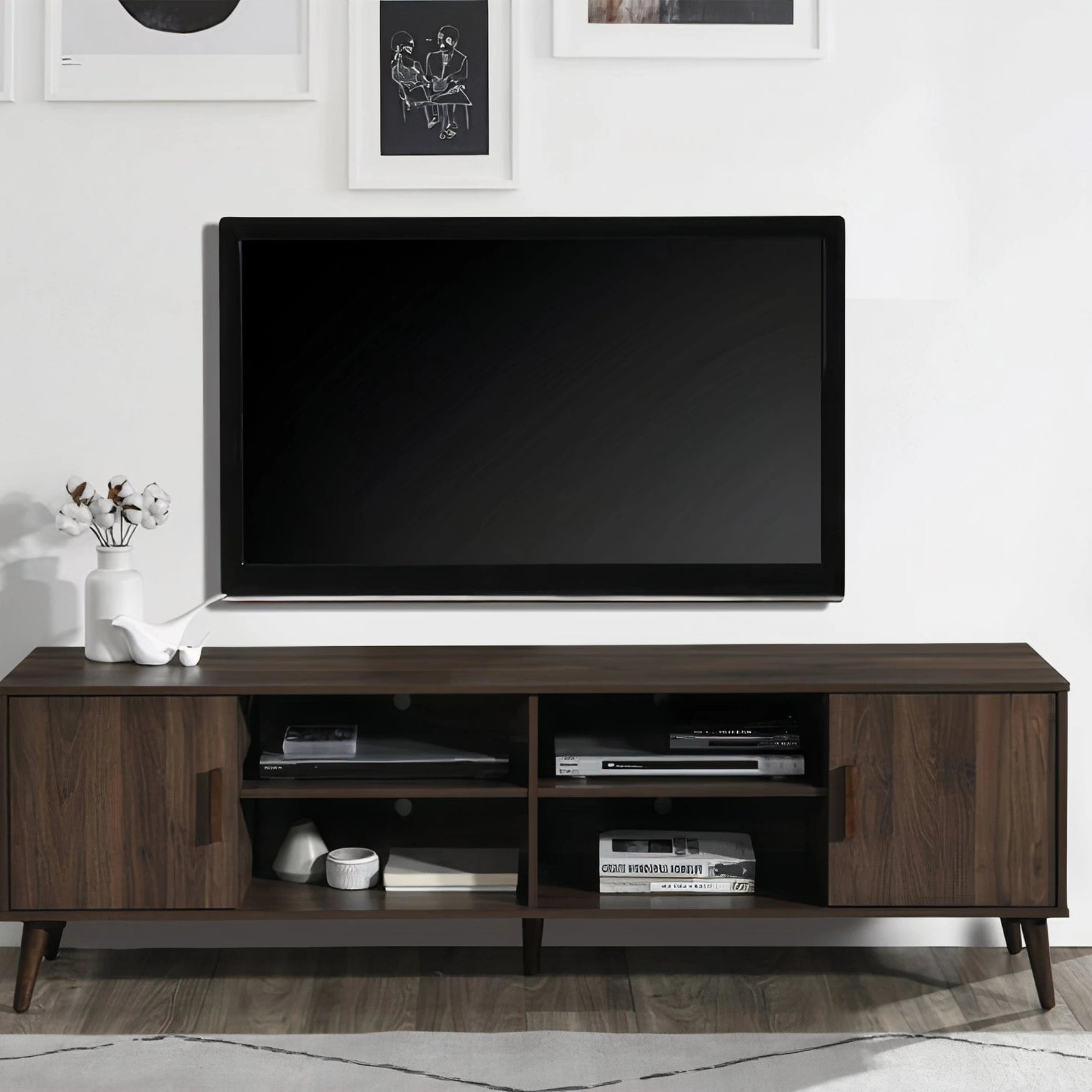 Milton 2010 71" Dark Walnut 2 Shelves 2 Cabinets TV Stand