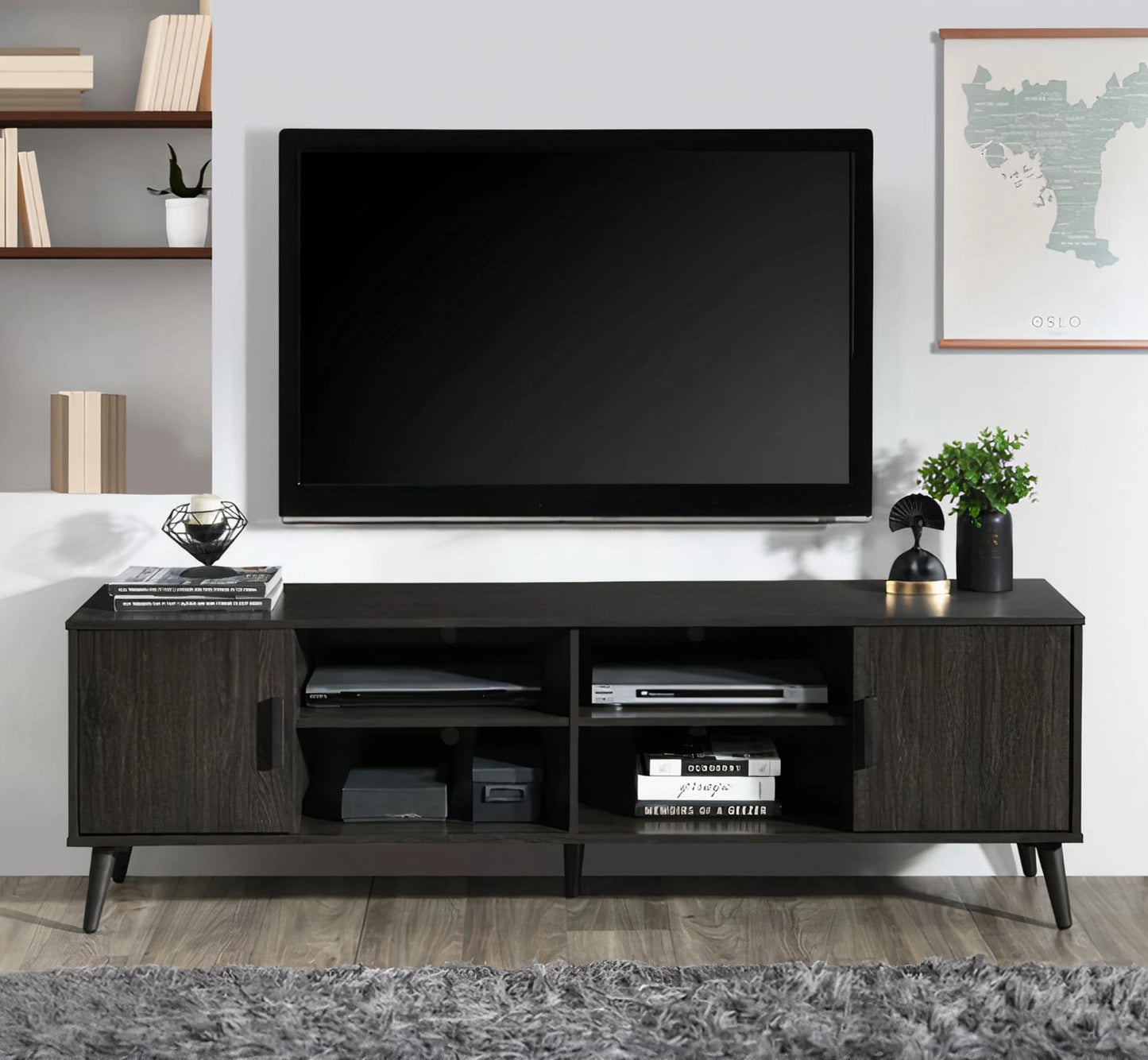 Milton 2011 71" Dark Espress 2 Shelves 2 Cabinets TV Stand
