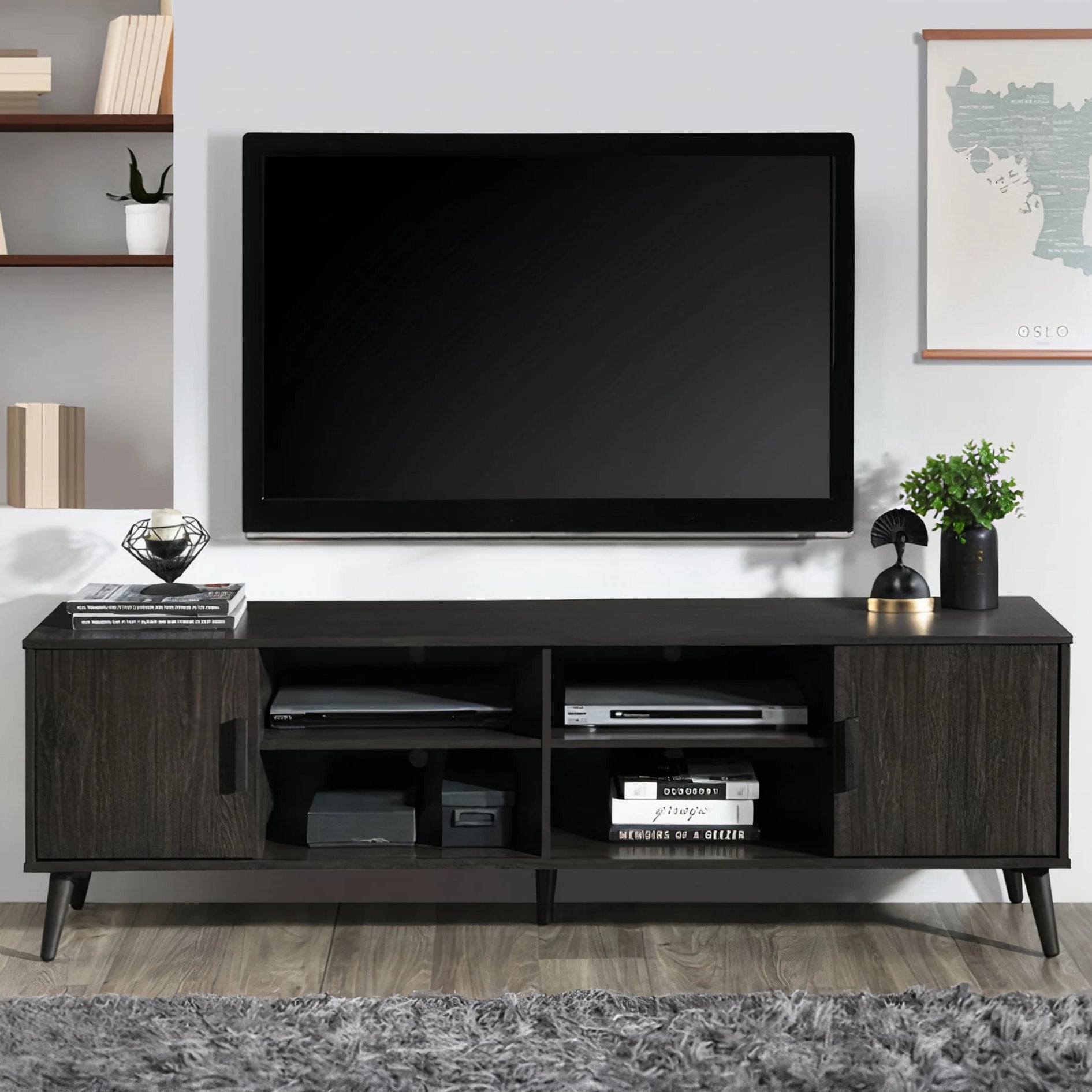 Milton 2011 71" Dark Espresso 2 Shelves 2 Cabinets TV Stand