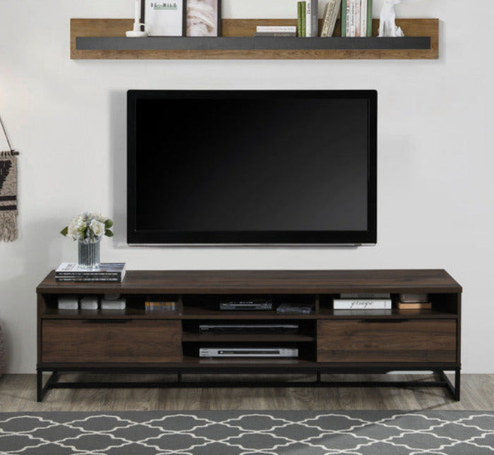Milton 2019 71" Dark Walnut  3 Shelves & 2 Drawers TV Stand