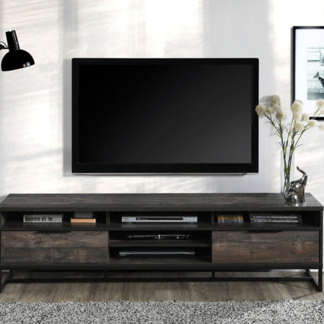Milton 2022 71" Rustic Gray 3 Shelves & 2 Drawers TV Stand
