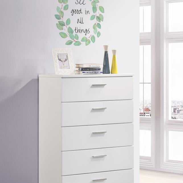 Coaster 203505 Felicity White High Gloss 5-drawer Chest