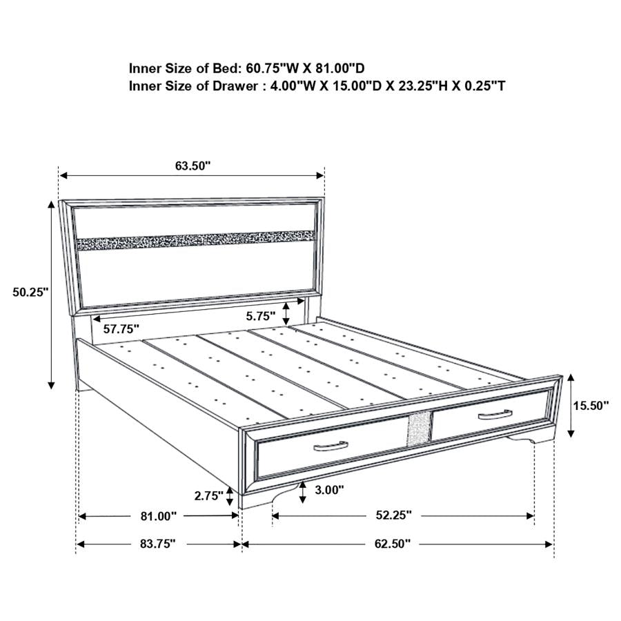 Coaster 205111Q Miranda White Queen Storage Platform Bed