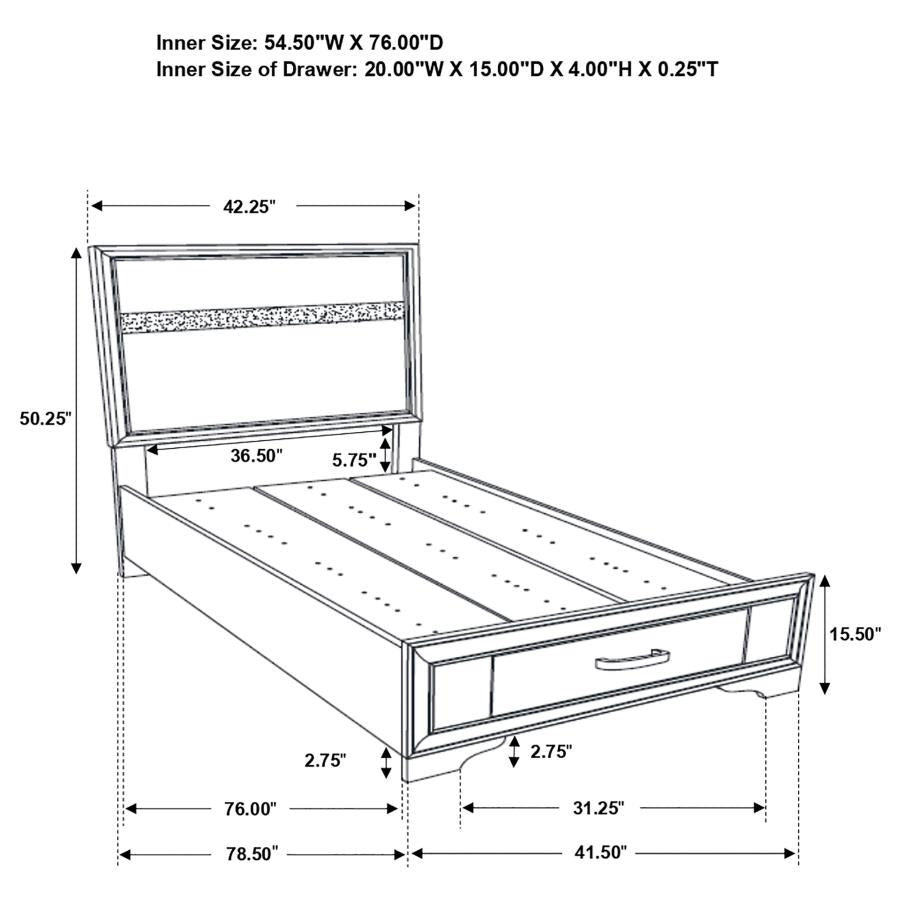 Coaster 205111T Miranda White Twin Storage Platform Bed
