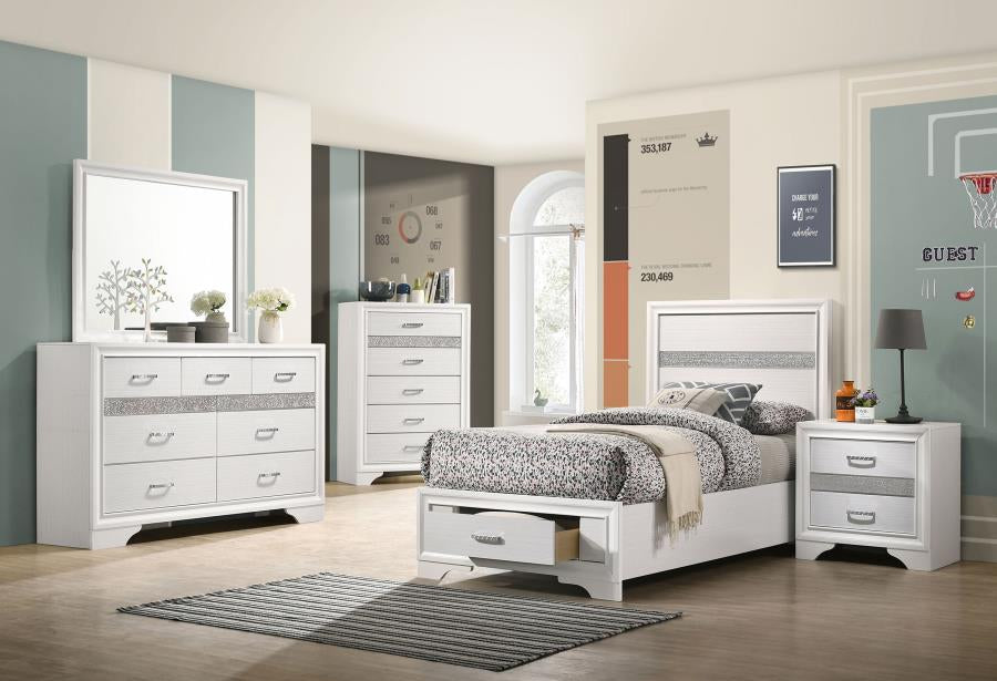 Coaster 205111T Miranda White Twin Storage Platform Bed