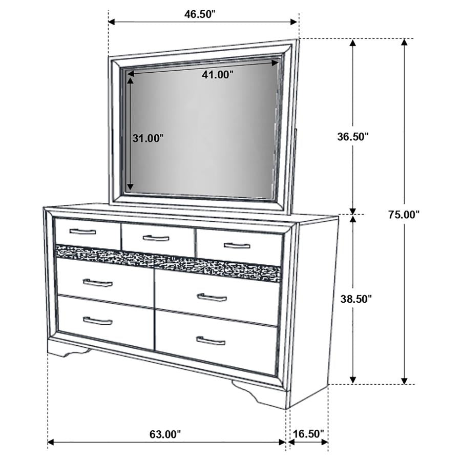 Coaster 205113 / 14 Miranda White 9 Drawer Dresser Mirror