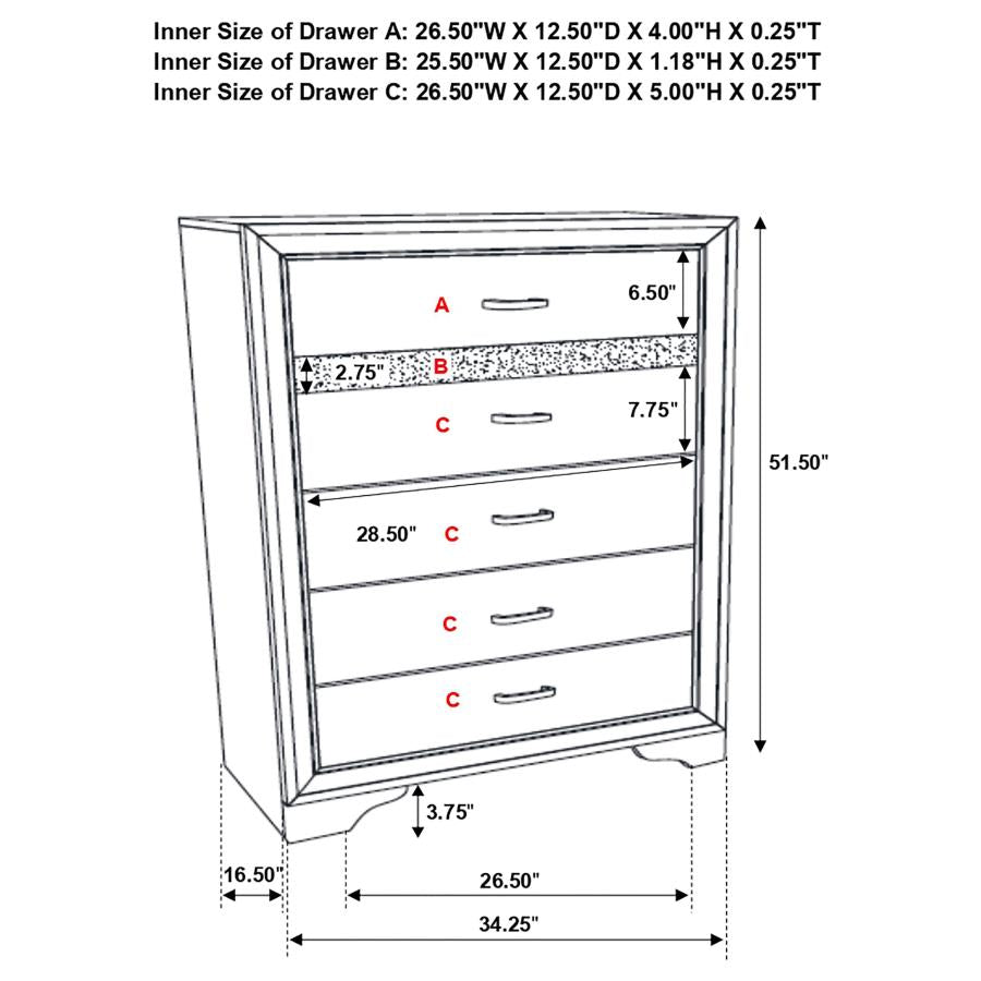Coaster 205115 Miranda White 6-drawer Chest