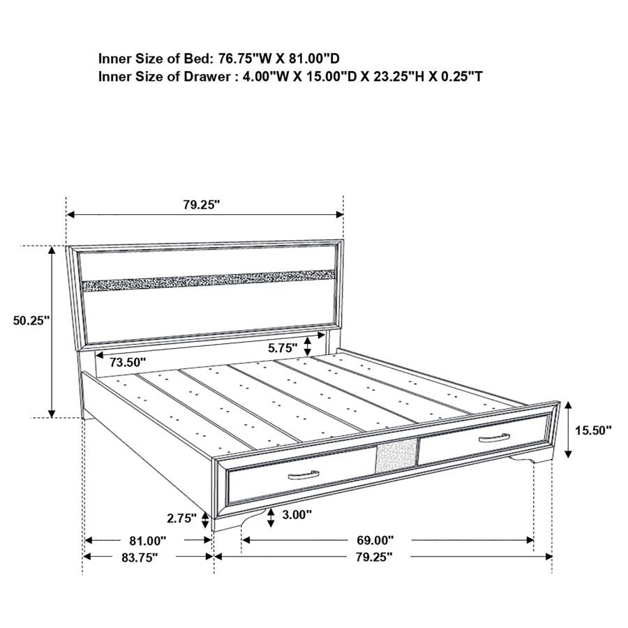 Coaster 206361KE Miranda Black King Storage Platform Bed