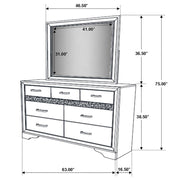 Coaster 206363 / 64 Miranda Black 9 Drawer Dresser Mirror