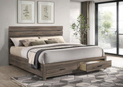 Coaster 207040KE Barrel Oak King Platform Bed w/ Storage