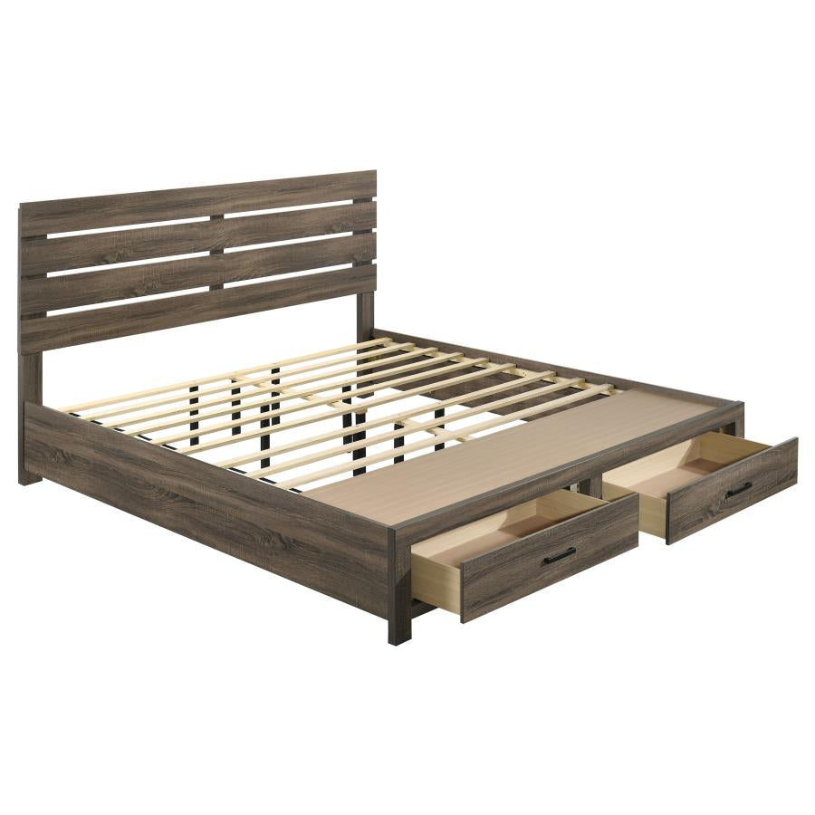 Coaster 207040KE Barrel Oak King Platform Bed w/ Storage