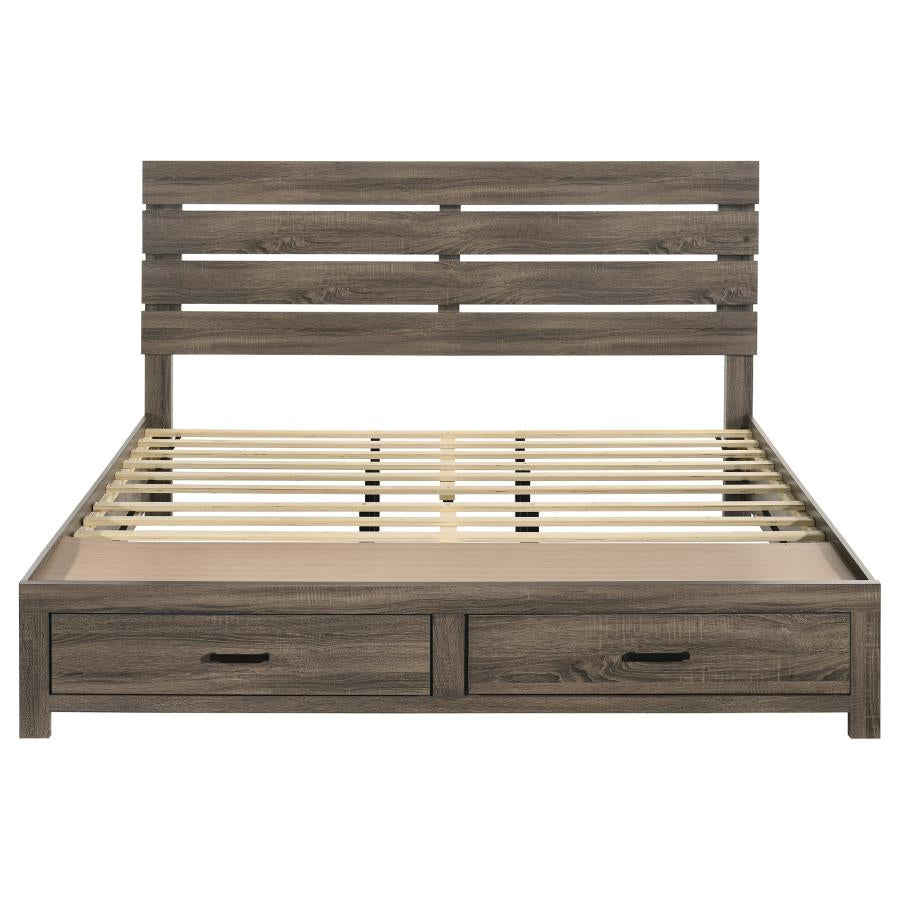Coaster 207040KE Barrel Oak King Platform Bed w/ Storage