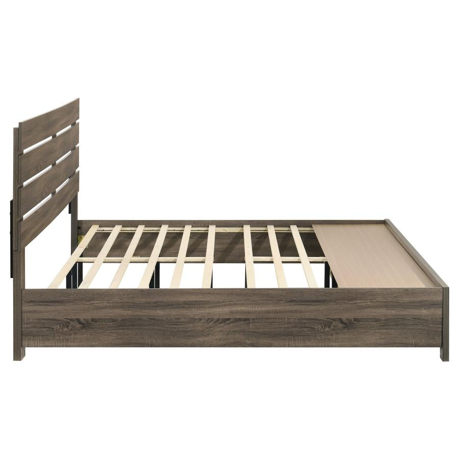 Coaster 207040KE Barrel Oak King Platform Bed w/ Storage