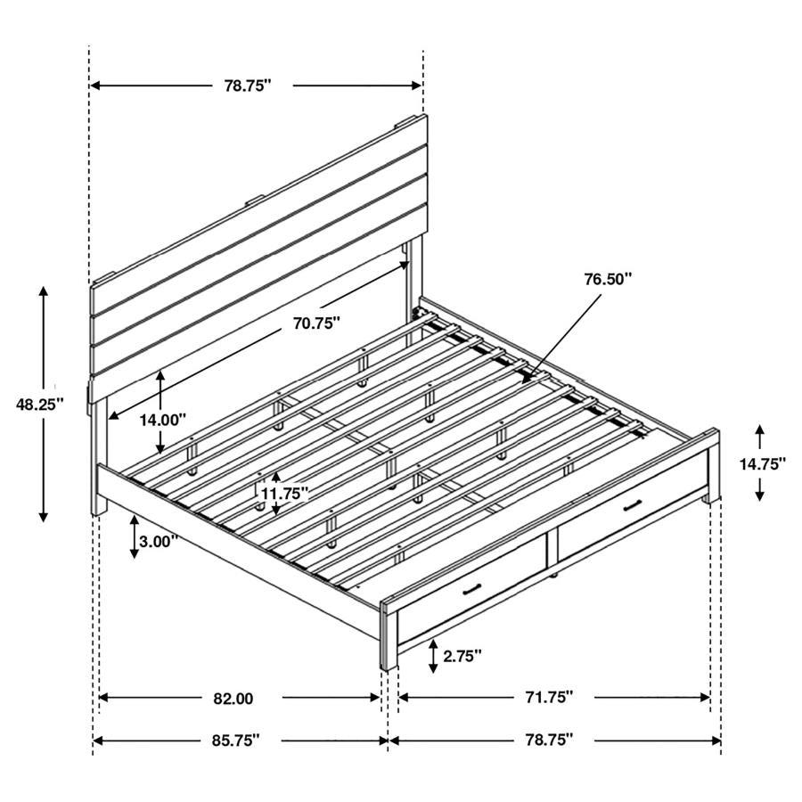 Coaster 207040KE Barrel Oak King Platform Bed w/ Storage