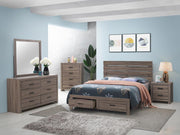 Coaster 207040KE Barrel Oak King Platform Bed w/ Storage