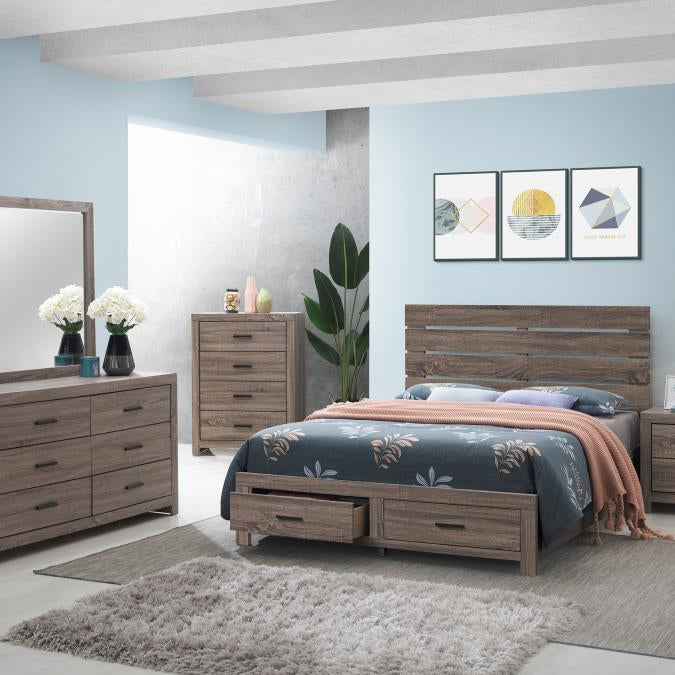Coaster 207040KE Barrel Oak King Platform Bed w/ Storage