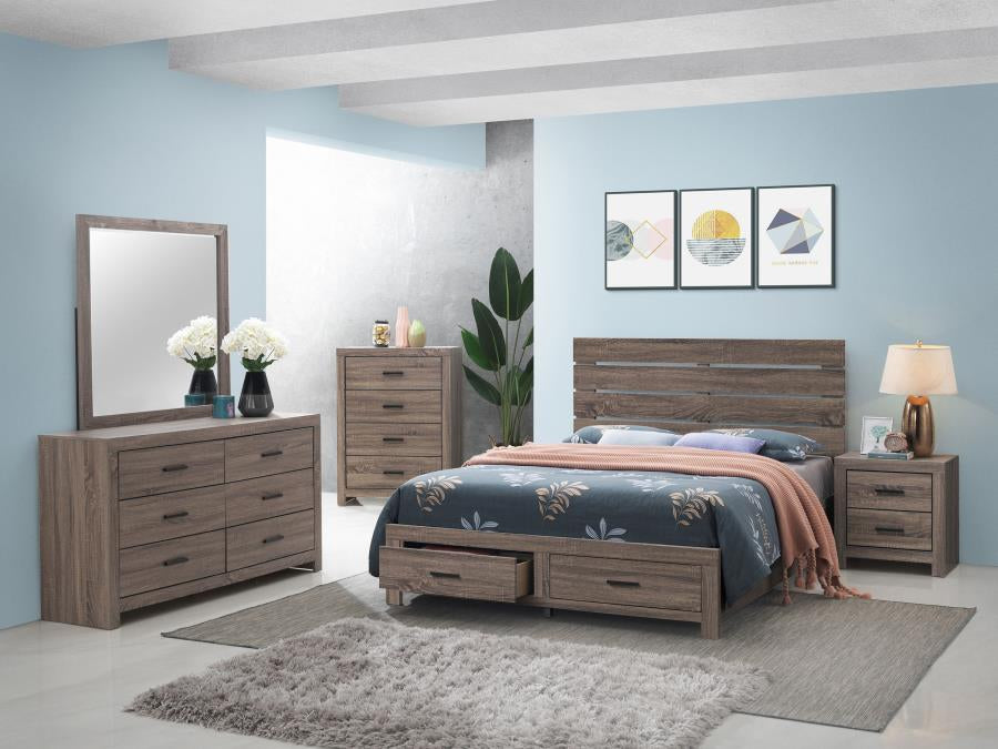 Coaster 207040Q Barrel Oak Queen Platform Bed w/ Storage