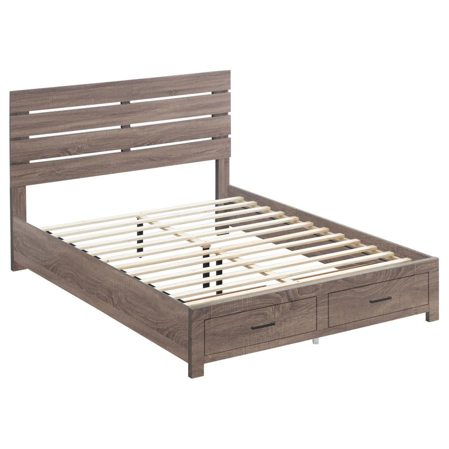 Coaster 207040Q Barrel Oak Queen Platform Bed w/ Storage