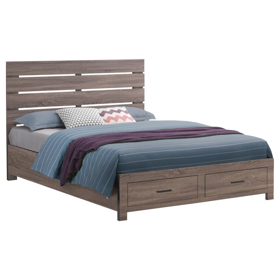 Coaster 207040Q Barrel Oak Queen Platform Bed w/ Storage