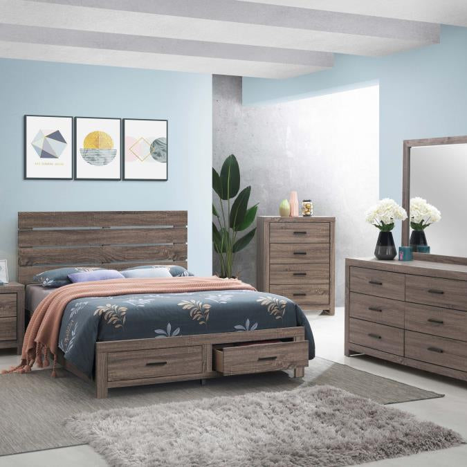 Coaster 207040Q Barrel Oak Queen Platform Bed w/ Storage