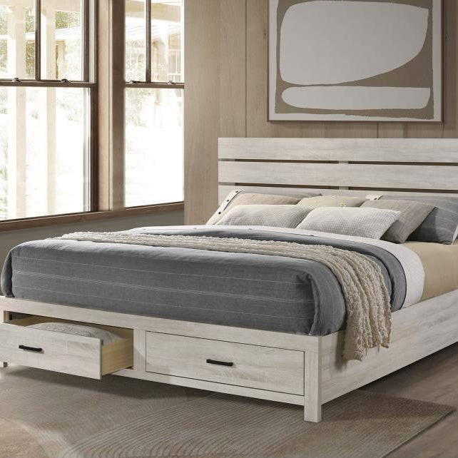 Coaster 207050KE Coastal White King Platform Bed w/ Storage