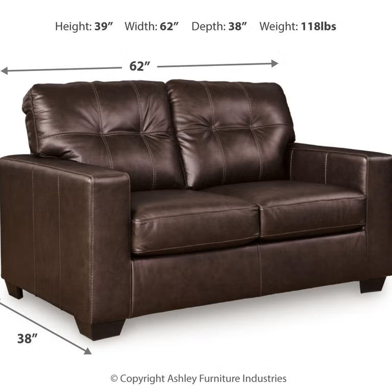 Ashley 2170635 Santorine Dark Brown Leather Loveseat