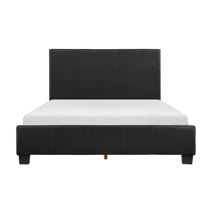 Homelegance 2220K-1EK Lorenzi Black King Upholstered Faux Leather Platform Bed