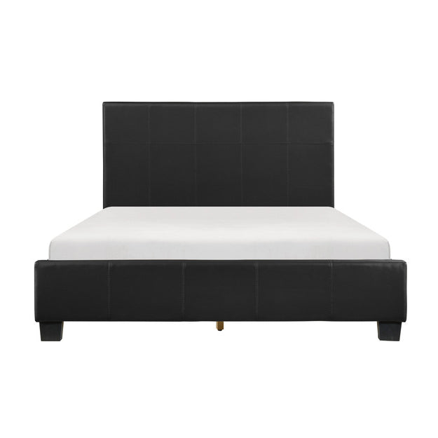 Homelegance 2220-1 Lorenzi Black Queen Upholstered Faux Leather Platform Bed